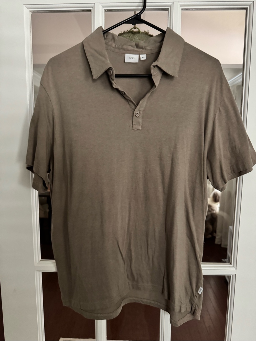 Onia Men's Short Sleeve Polo — Taupe Brown